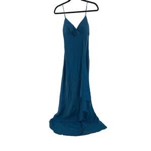 VTG 90s Y2K De Laru by Sheila Yen dress shiny prom cocktail blue maxi long dress